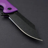 Daggerr Knives Powie Linerlock Purple - 3.25in Black Stonewash Blade 8Cr14MoV Textured ABS Handle by Daggerr Knives