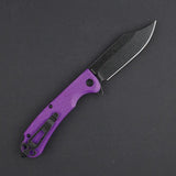 Daggerr Knives Powie Linerlock Purple - 3.25in Black Stonewash Blade 8Cr14MoV Textured ABS Handle by Daggerr Knives