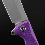 Daggerr Knives Powie Linerlock Purple - 4.5 Inch Closed, 3.25 Inch 8Cr14MoV Blade, Purple Textured ABS Handle by Daggerr Knives