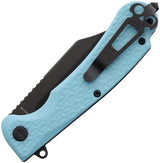 Daggerr Knives Powie Linerlock - Light Blue FRN Handle With 8Cr14MoV Blade, Glass Breaker, Pocket Clip by Daggerr Knives