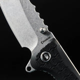 Daggerr Knives Rhino Linerlock Black - 3.5 Inch Stonewash Blade With 8Cr14MoV Steel And FRN Handle by Daggerr Knives
