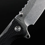 Daggerr Knives Rhino Linerlock Black - 3.5 Inch Stonewash Blade With 8Cr14MoV Steel And FRN Handle by Daggerr Knives