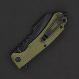 Daggerr Knives Rhino Linerlock Olive - 3.5in Sheepsfoot Blade, 8Cr14MoV, FRN Handle, Glass Breaker by Daggerr Knives