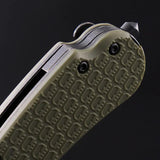 Daggerr Knives Rhino Linerlock Olive - 3.5in Sheepsfoot Blade, 8Cr14MoV, FRN Handle, Glass Breaker by Daggerr Knives