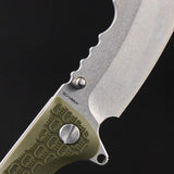 Daggerr Knives Rhino Linerlock Olive RNFRNOLSW - 3.5 Inch Blade, 8Cr14MoV, Stonewash, Olive FRN Handle, Glass Breaker by Daggerr Knives