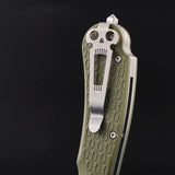 Daggerr Knives Rhino Linerlock Olive RNFRNOLSW - 3.5 Inch Blade, 8Cr14MoV, Stonewash, Olive FRN Handle, Glass Breaker by Daggerr Knives