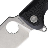 Daggerr Knives Resident Linerlock Black - 3.5 Inch Stonewash Spear Point Blade, 8Cr14MoV FRN Handle, Glass Breaker by Daggerr Knives