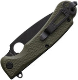 Daggerr Knives Resident Linerlock Olive - 3.5 Inch Black Stonewash 8Cr14MoV Spear Point Blade With Olive FRN Handle by Daggerr Knives