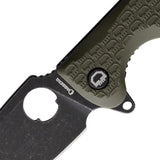 Daggerr Knives Resident Linerlock Olive - 3.5 Inch Black Stonewash 8Cr14MoV Spear Point Blade With Olive FRN Handle by Daggerr Knives