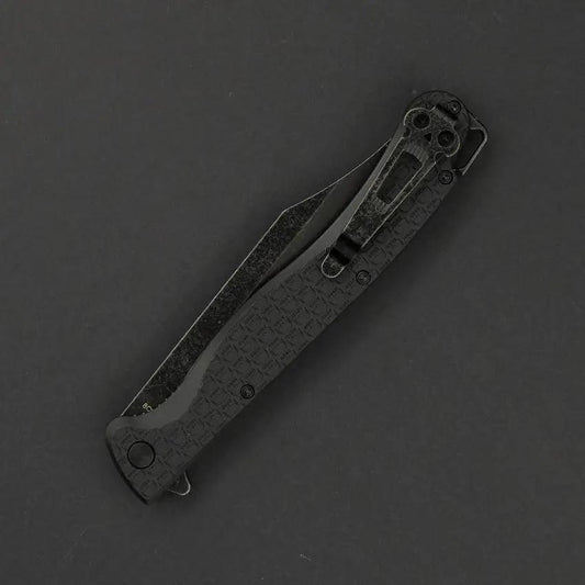 Daggerr Knives Toothpick Linerlock - Black Stonewash 8Cr14MoV Clip Point With FRN Handle And Pocket Clip by Daggerr Knives