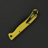 Daggerr Knives Toothpick Linerlock Yellow Textured ABS Handle Black Stonewash 8Cr14MoV Clip Point Knife by Daggerr Knives