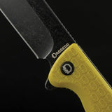 Daggerr Knives Toothpick Linerlock Yellow Textured ABS Handle Black Stonewash 8Cr14MoV Clip Point Knife by Daggerr Knives