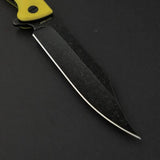 Daggerr Knives Toothpick Linerlock Yellow Textured ABS Handle Black Stonewash 8Cr14MoV Clip Point Knife by Daggerr Knives