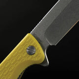 Daggerr Knives Toothpick Linerlock Yellow - 8Cr14MoV Stainless Clip Point Knife With Textured ABS Handle by Daggerr Knives