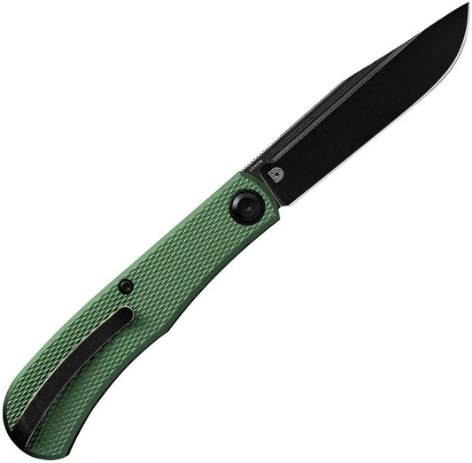 Daedalus Knife Co Lab Linerlock Green DKC-L3 - Green Textured Aluminum Handle With 154CM Clip Point Blade by Daedalus Knife Co.