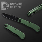 Daedalus Knife Co Lab Linerlock Green DKC-L3 - Green Textured Aluminum Handle With 154CM Clip Point Blade by Daedalus Knife Co.