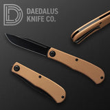 Daedalus Knife Co. Lab Linerlock Bronze - 3 Inch 154CM Clip Point Blade, Bronze Textured Aluminum Handle by Daedalus Knife Co.