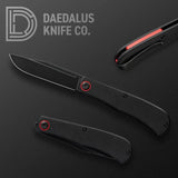 Daedalus Knife Co. Lab Linerlock Black DKC-L5 - Black Stonewash 154CM Clip Point Blade With Textured Aluminum Handle by Daedalus Knife Co.