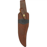 Damascus Tri Circle Bowie DM1049 - Handcrafted Damascus Blade With Filework Spine And Brown Bone Handle by Damascus