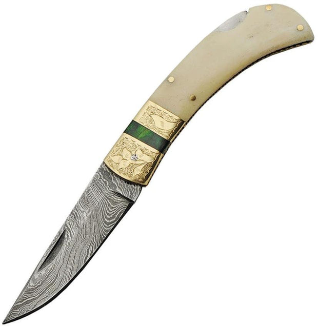 Damascus Lockback Smooth Bone DM-1199 by Damascus