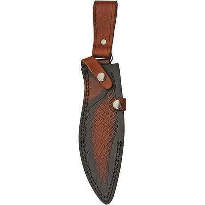 Heritage Forge DM-1232 Damascus Kukri - Stacked Leather Grip With Brass Guard And Pommel by Damascus