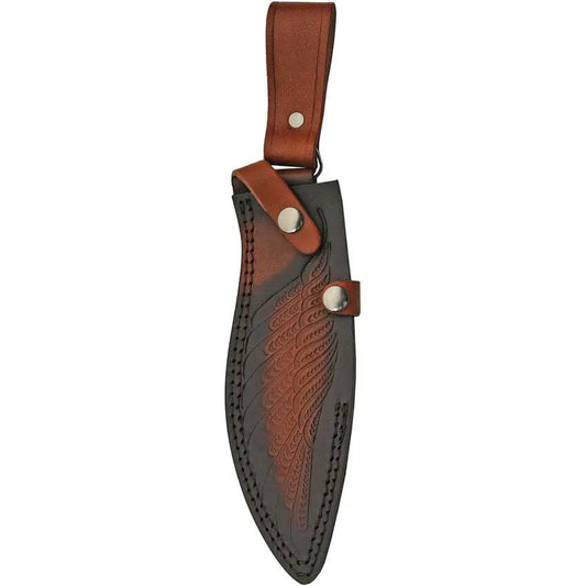 Heritage Forge DM-1232 Damascus Kukri - Stacked Leather Grip With Brass Guard And Pommel by Damascus