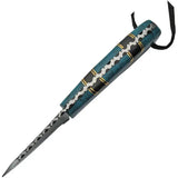 Damascus Hunter Turquoise - 3 Inch Damascus Steel Blade Full Tang With Leather Sheath by Damascus