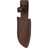 Damascus Storm Hunter - 8 Inch Overall, 4 Inch Damascus Blade, Full Tang, Lanyard Hole, Brown Leather Belt Sheath by Damascus