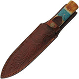 Damascus Flint Fixed Blade Spear Point DM-1270 - Full Tang Damascus Blade Burnt Bone Handle Copper Bolsters by Damascus
