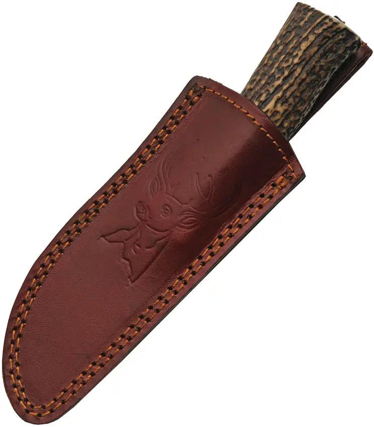 Damascus Forge Knives Stag Turquoise Skinner DM-1274 - Damascus Steel Blade With Stag Handle And Turquoise Spacer by Damascus