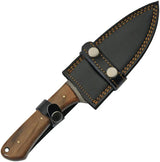 Damascus DM-1280 Fixed Blade Knife - Walnut Handle, Full Tang, Lanyard Hole, Black Leather Belt Sheath by Damascus