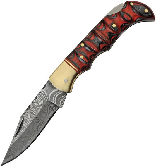 Damascus Red and Black Lockback DM-1284 by Damascus