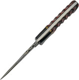Damascus Forge Fixed Blade Wood DM-1288 - Full Tang Damascus Blade With Sculpted Wood Handle by Damascus