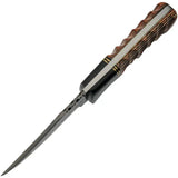Damascus Forge Fixed Blade Wood DM-1289 - 8 Inch Overall Length With Clip Point Blade And Wood Handle by Damascus