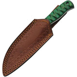 Damascus Exotic Hunter Green Knife DM1290GN Full Tang Damascus Steel Blade Green Wood Handle Belt Sheath Included by Damascus
