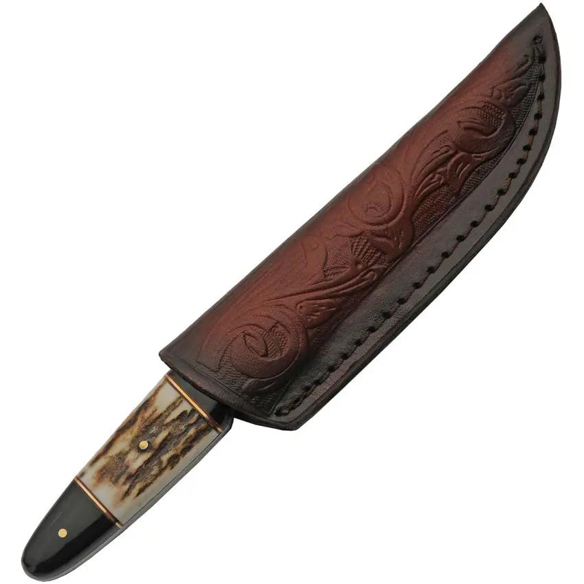 Damascus Forge Fixed Blade Buffalo Stag Knife DM-1293SG - Full Tang Damascus Blade, Buffalo Horn And Stag Bone Handle by Damascus