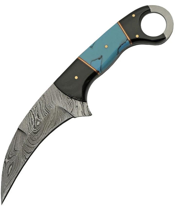 Damascus Karambit Horn/Turquoise DM-1295TR by Damascus