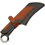 DM Damascus Karambit DM-1295TR Horn And Turquoise Handle - Full Tang, Finger Ring, Leather Sheath by Damascus