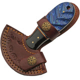 Damascus Cutter Blue Colorwood DM-1298BL Ulu Knife - 5 Inch Overall, 1 Inch Damascus Steel Blade, Full Tang by Damascus