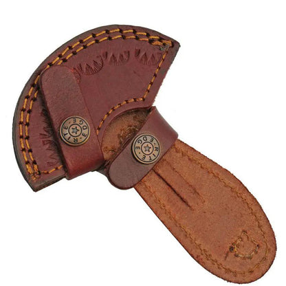 Damascus Cutter Red Colorwood Ulu Knife - 5 Inch Overall, Damascus Steel Blade, Pakkawood Handle, Leather Sheath by Damascus