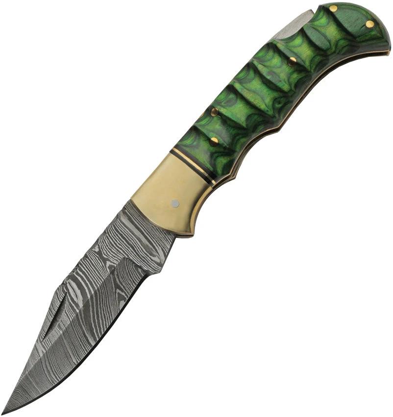 Damascus Grooved Lockback Green DM-1303GN by Damascus