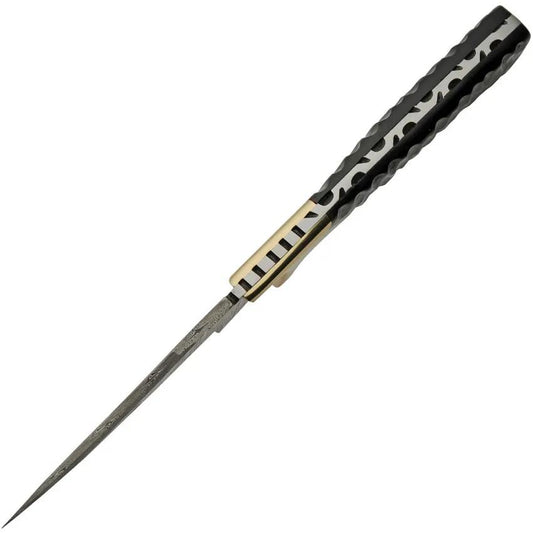 Damascus Brass Skinner Micarta DM-1308 Knife - Full Tang Brass Guard 9 Inch Overall by Damascus