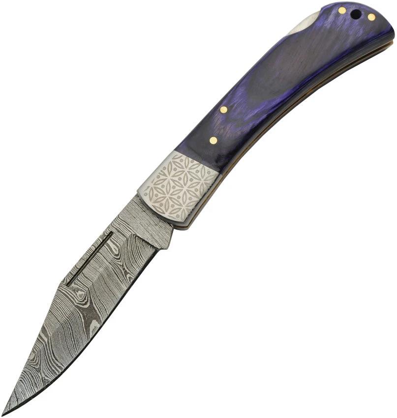 Damascus Opal Blue Lockback DM-1310 by Damascus