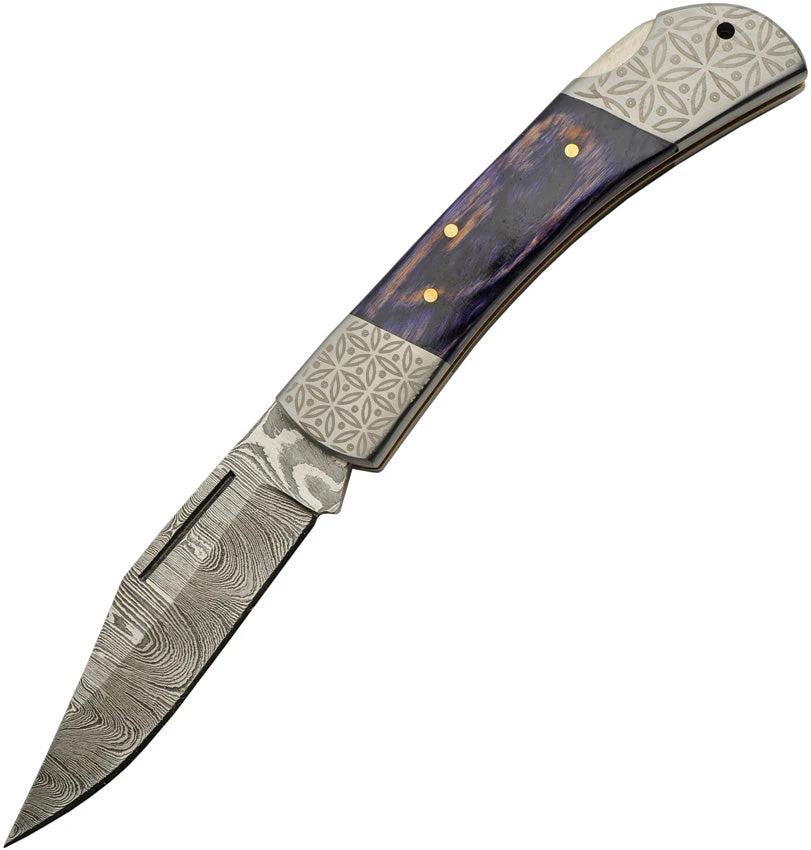 Damascus Opal Blue Lockback DM-1311 by Damascus