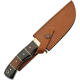 Damascus Hunter Horn Walnut Knife - 5 Inch Damascus Blade, Full Tang, Brass Guard, Lanyard Hole by Damascus