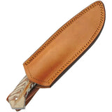 Damascus Snowpeak Hunter - 5 Inch Damascus Blade, Full Tang, Brown Leather Sheath by Damascus