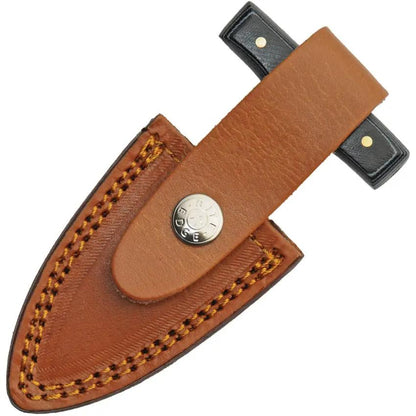 Damascus Push Dagger Micarta DM-1317BK - Double Edged Blade Full Tang Black Micarta Handle Leather Sheath by Damascus