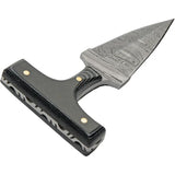 Damascus Push Dagger Micarta DM-1317BK - Double Edged Blade Full Tang Black Micarta Handle Leather Sheath by Damascus