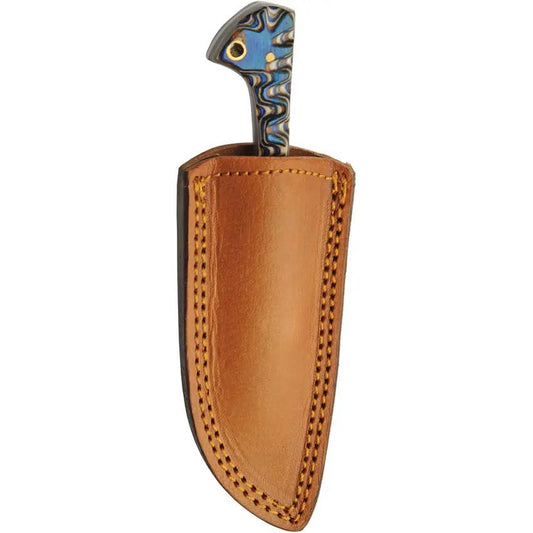 Damascus Prideful Fang Caper Knife DM-1320BL - Blue Pakkawood Handle Full Tang with Lanyard Hole by Damascus