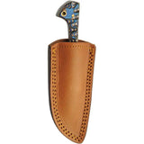 Damascus Prideful Fang Caper Knife DM-1320BL - Blue Pakkawood Handle Full Tang with Lanyard Hole by Damascus